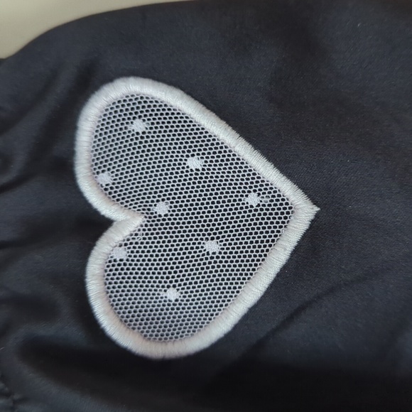 Victoria's Secret Heart Stripe Pajama Pants MEDIUM Black Pink Silky Satiny Feel - Picture 8 of 16